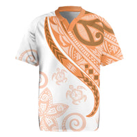 Orange Polynesian Tribal Turtle Floral Pattern Rugby Jersey LT05 Orange - Polynesian Pride