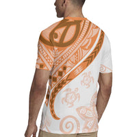 Orange Polynesian Tribal Turtle Floral Pattern Rugby Jersey LT05 - Polynesian Pride