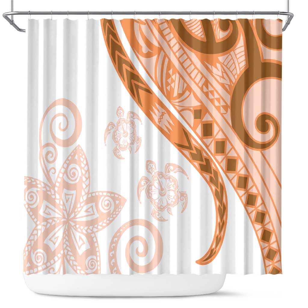 Orange Polynesian Tribal Turtle Floral Pattern Shower Curtain LT05 Orange - Polynesian Pride