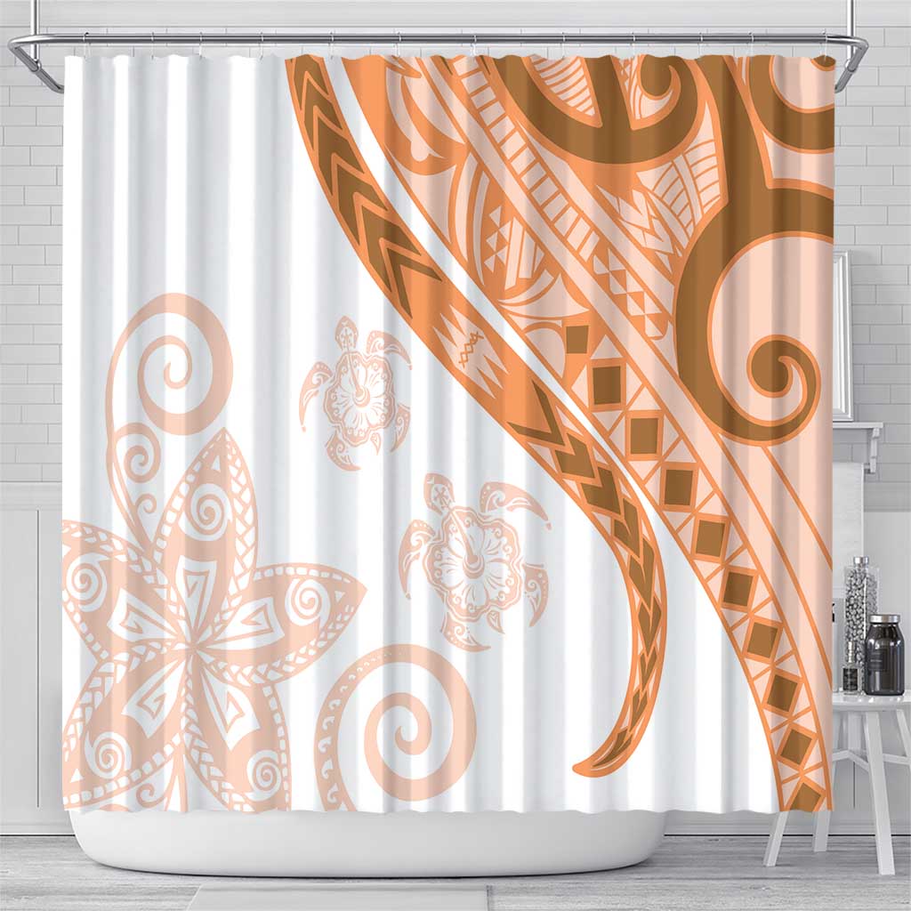 Orange Polynesian Tribal Turtle Floral Pattern Shower Curtain LT05 - Polynesian Pride