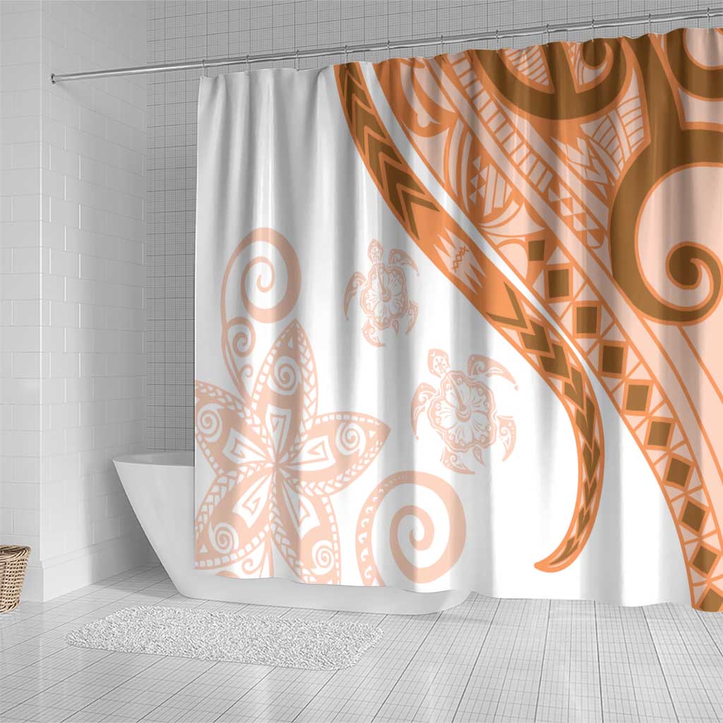 Orange Polynesian Tribal Turtle Floral Pattern Shower Curtain LT05 - Polynesian Pride