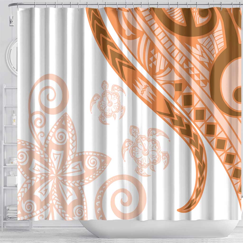 Orange Polynesian Tribal Turtle Floral Pattern Shower Curtain LT05 - Polynesian Pride