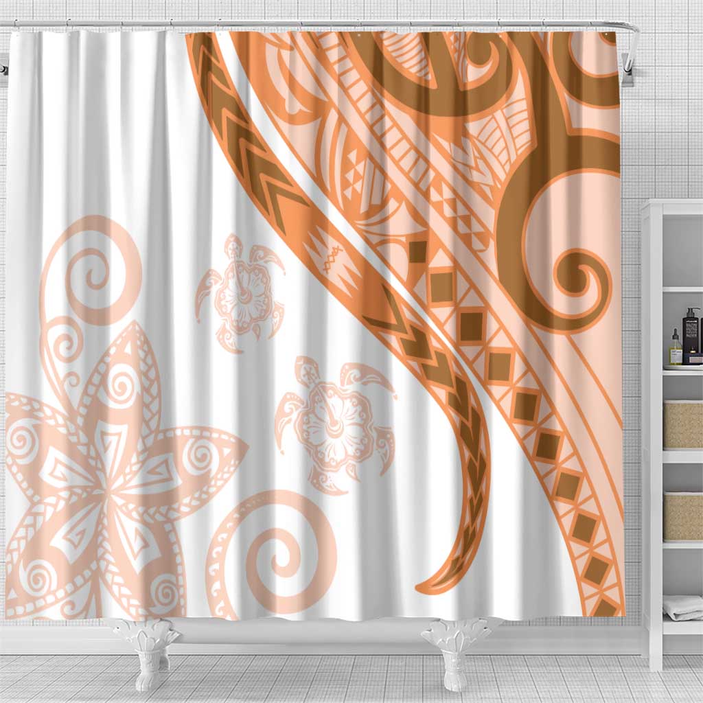 Orange Polynesian Tribal Turtle Floral Pattern Shower Curtain LT05 - Polynesian Pride
