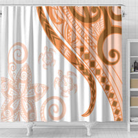 Orange Polynesian Tribal Turtle Floral Pattern Shower Curtain LT05 - Polynesian Pride