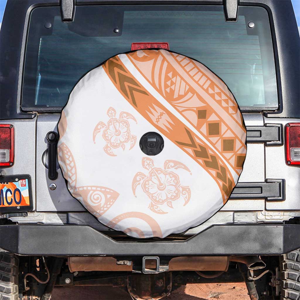 Orange Polynesian Tribal Turtle Floral Pattern Spare Tire Cover