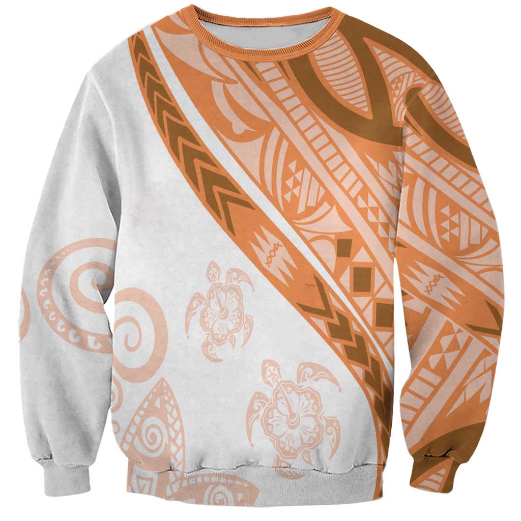 Orange Polynesian Tribal Turtle Floral Pattern Sweatshirt LT05 Unisex Orange - Polynesian Pride