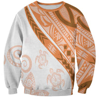 Orange Polynesian Tribal Turtle Floral Pattern Sweatshirt LT05 Unisex Orange - Polynesian Pride
