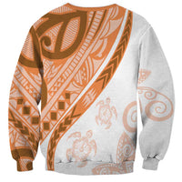 Orange Polynesian Tribal Turtle Floral Pattern Sweatshirt LT05 - Polynesian Pride