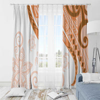 Orange Polynesian Tribal Turtle Floral Pattern Window Curtain