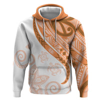 Orange Polynesian Tribal Turtle Floral Pattern Zip Hoodie