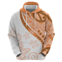Orange Polynesian Tribal Turtle Floral Pattern Zip Hoodie