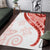 Coral Red Polynesian Tribal Turtle Floral Pattern Area Rug