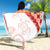 Coral Red Polynesian Tribal Turtle Floral Pattern Beach Blanket