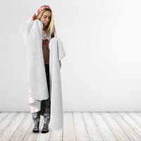 Coral Red Polynesian Tribal Turtle Floral Pattern Hooded Blanket