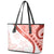 Coral Red Polynesian Tribal Turtle Floral Pattern Leather Tote Bag