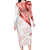 Coral Red Polynesian Tribal Turtle Floral Pattern Long Sleeve Bodycon Dress