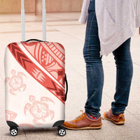 Coral Red Polynesian Tribal Turtle Floral Pattern Luggage Cover