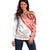 Coral Red Polynesian Tribal Turtle Floral Pattern Off Shoulder Sweater