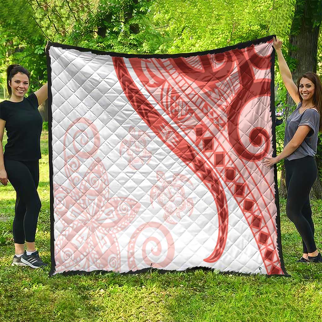 Coral Red Polynesian Tribal Turtle Floral Pattern Quilt LT05 - Polynesian Pride