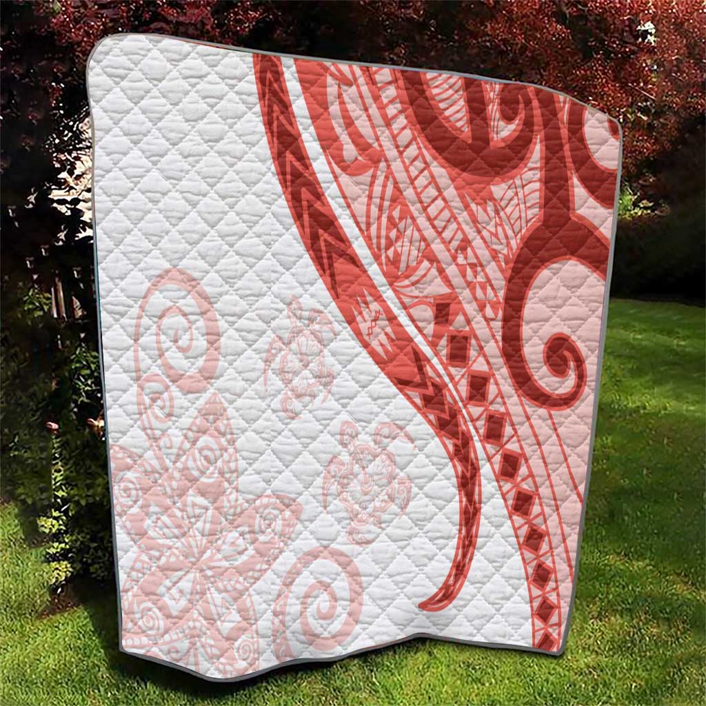 Coral Red Polynesian Tribal Turtle Floral Pattern Quilt LT05 - Polynesian Pride