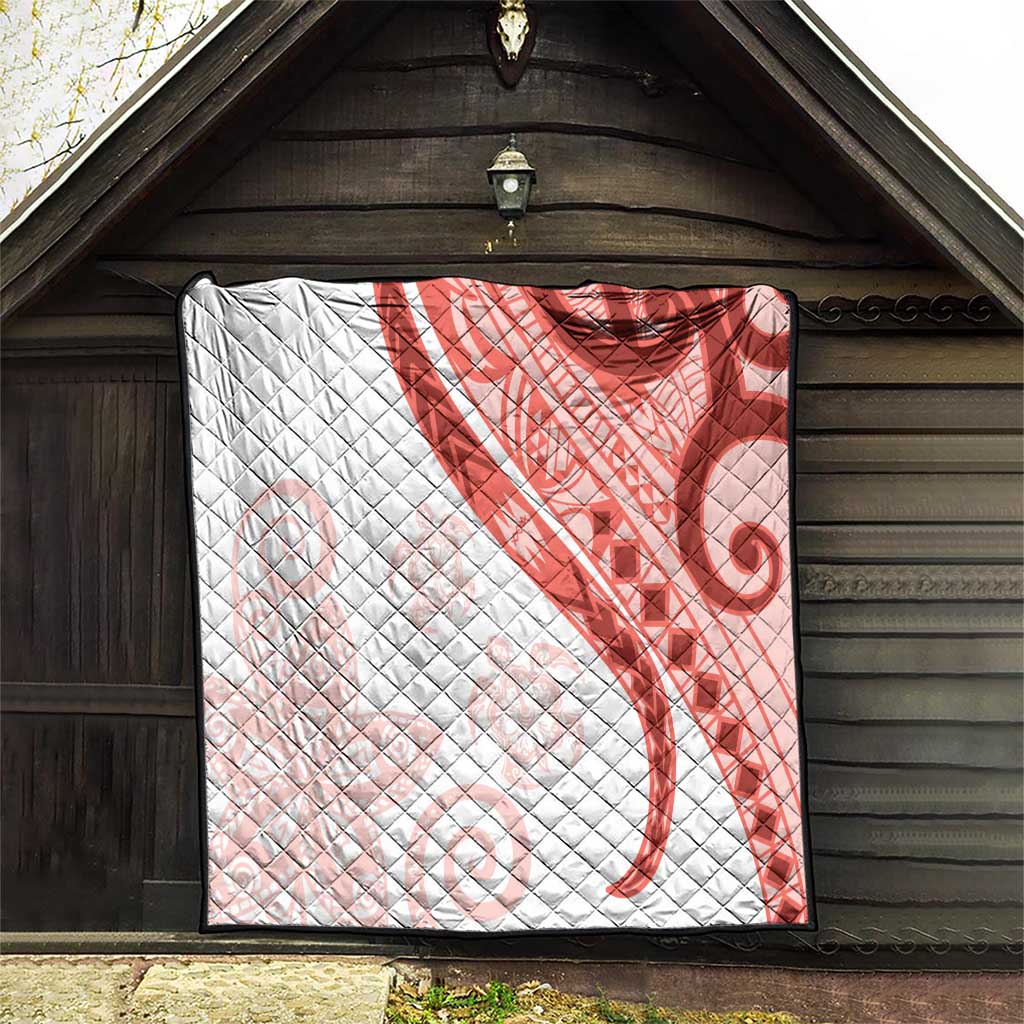 Coral Red Polynesian Tribal Turtle Floral Pattern Quilt LT05 - Polynesian Pride