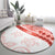 Coral Red Polynesian Tribal Turtle Floral Pattern Round Carpet