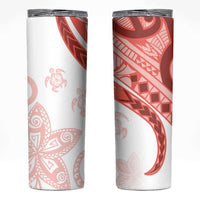 Coral Red Polynesian Tribal Turtle Floral Pattern Skinny Tumbler LT05 Red - Polynesian Pride