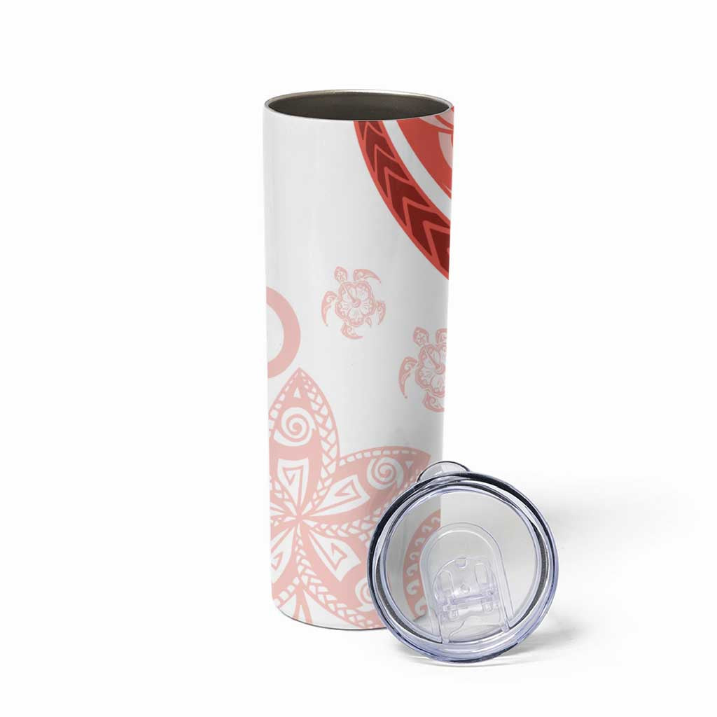Coral Red Polynesian Tribal Turtle Floral Pattern Skinny Tumbler LT05 - Polynesian Pride