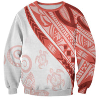 Coral Red Polynesian Tribal Turtle Floral Pattern Sweatshirt LT05 Unisex Red - Polynesian Pride