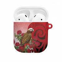 New Zealand Parrot Kaka AirPods Case Maori Koru With Pohutukawa Flowers - Polynesian Pride