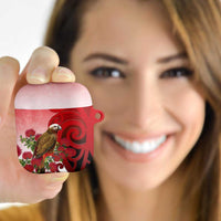 New Zealand Parrot Kaka AirPods Case Maori Koru With Pohutukawa Flowers - Polynesian Pride