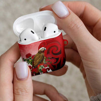 New Zealand Parrot Kaka AirPods Case Maori Koru With Pohutukawa Flowers - Polynesian Pride