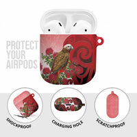 New Zealand Parrot Kaka AirPods Case Maori Koru With Pohutukawa Flowers - Polynesian Pride