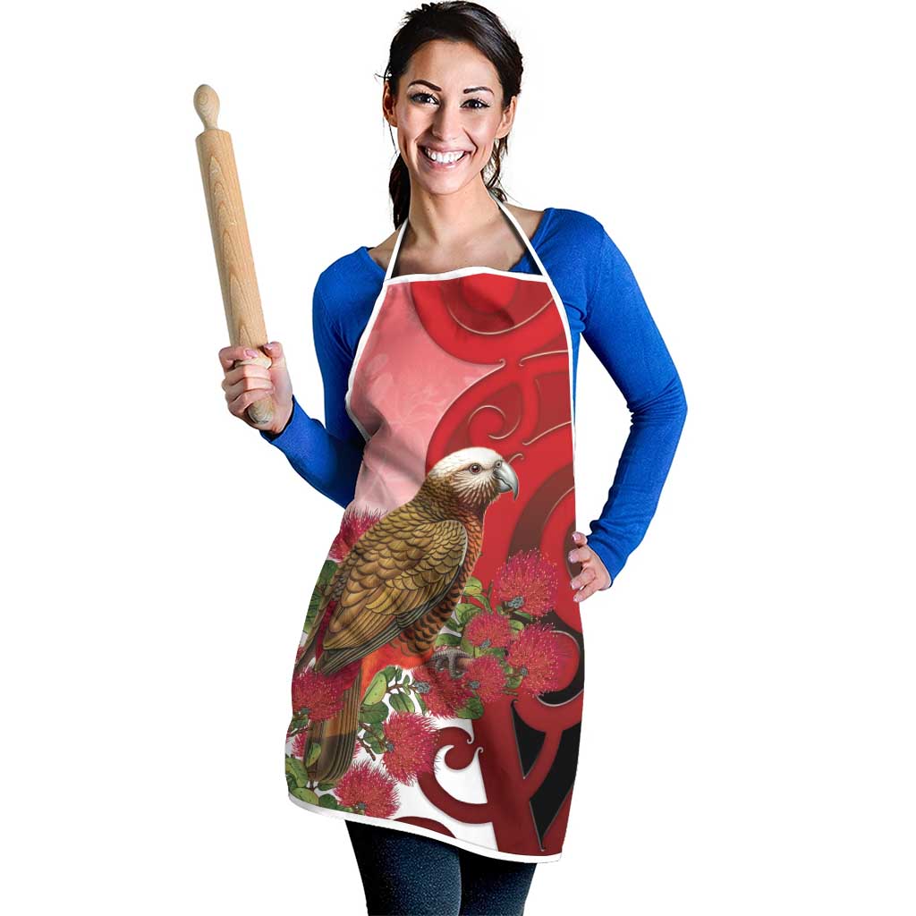 New Zealand Parrot Kaka Apron Maori Koru With Pohutukawa Flowers LT05 - Polynesian Pride