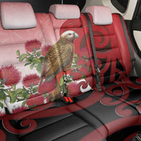 New Zealand Parrot Kaka Back Car Seat Cover Maori Koru With Pohutukawa Flowers - Polynesian Pride