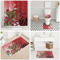 New Zealand Parrot Kaka Bathroom Set Maori Koru With Pohutukawa Flowers - Polynesian Pride
