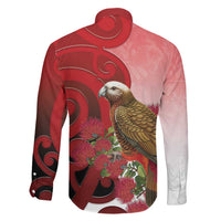 New Zealand Parrot Kaka Family Matching Off Shoulder Short Dress and Hawaiian Shirt Maori Koru With Pohutukawa Flowers LT05 - Polynesian Pride