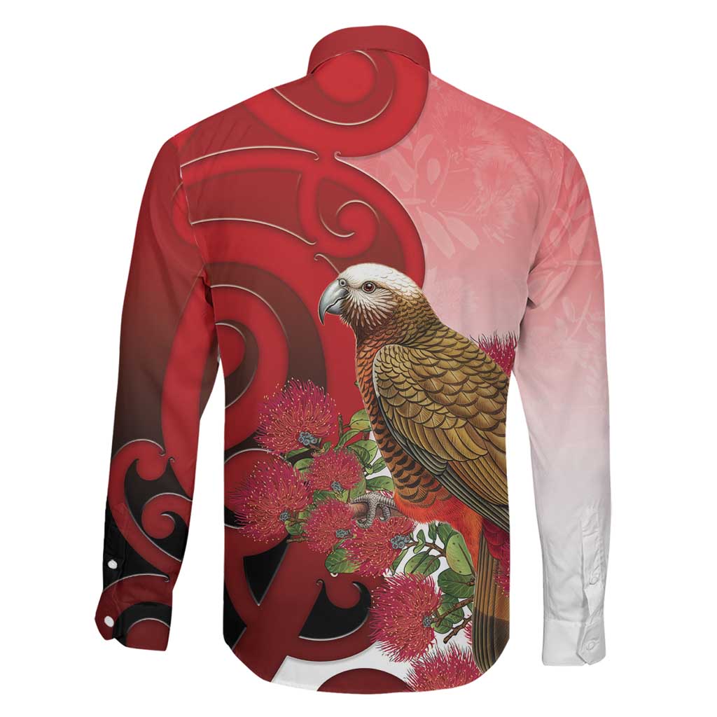 New Zealand Parrot Kaka Family Matching Puletasi and Hawaiian Shirt Maori Koru With Pohutukawa Flowers LT05 - Polynesian Pride