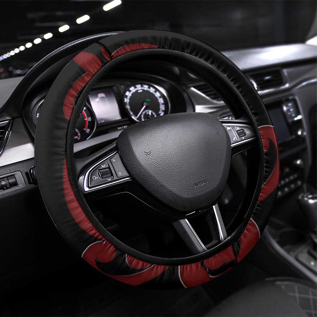 New Zealand Parrot Kaka Steering Wheel Cover Maori Koru With Pohutukawa Flowers LT05 Universal Fit Red - Polynesian Pride