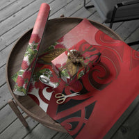 New Zealand Parrot Kaka Wrapping Paper Maori Koru With Pohutukawa Flowers LT05 - Polynesian Pride