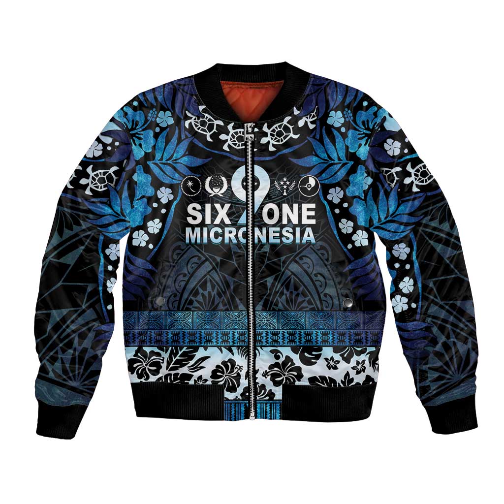 Micronesia FSM 691 Bomber Jacket Respect Culture LT05 Unisex Blue - Polynesian Pride