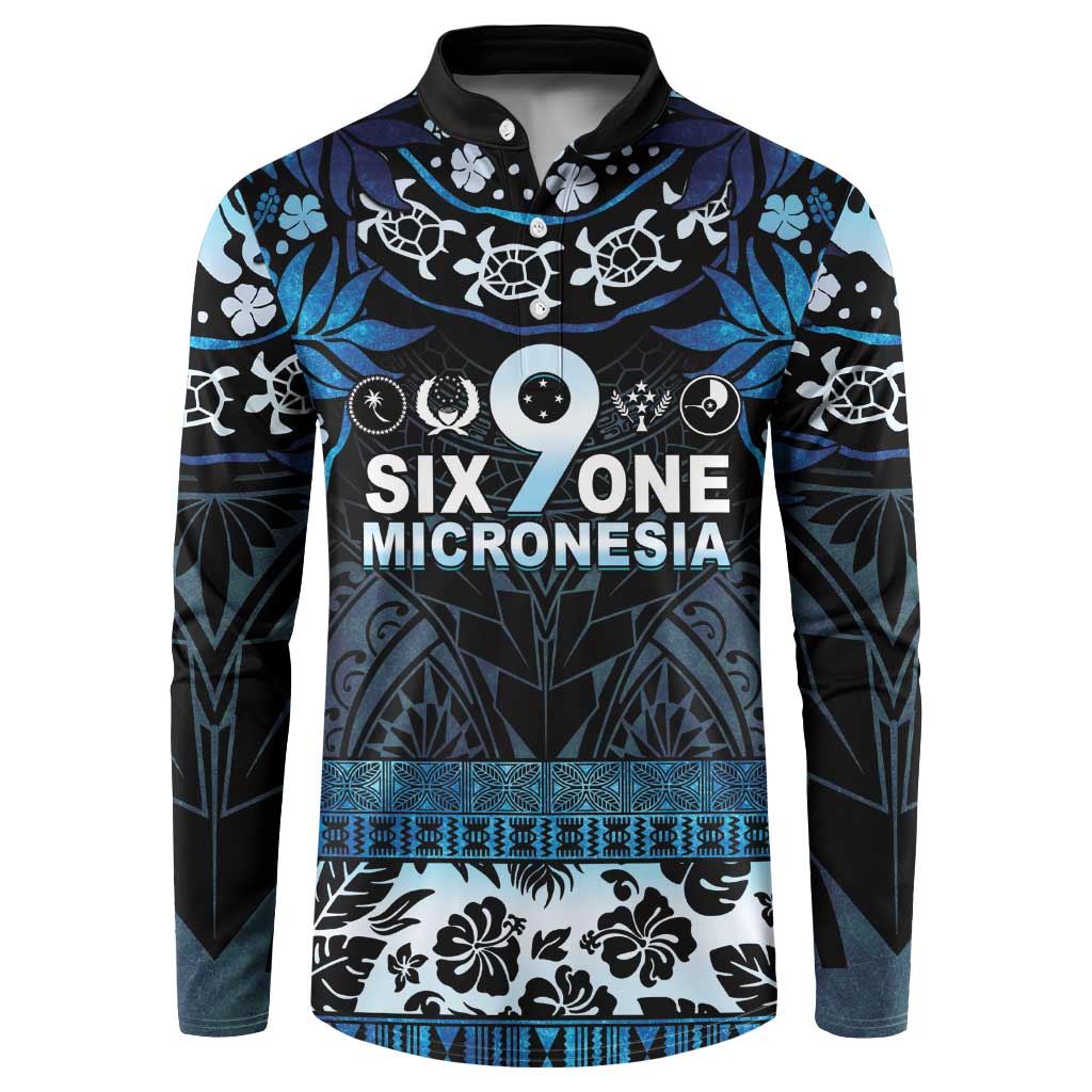 Micronesia FSM 691 Button Sweatshirt Respect Culture LT05 Blue - Polynesian Pride