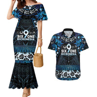 Micronesia FSM 691 Couples Matching Mermaid Dress and Hawaiian Shirt Respect Culture LT05 Blue - Polynesian Pride