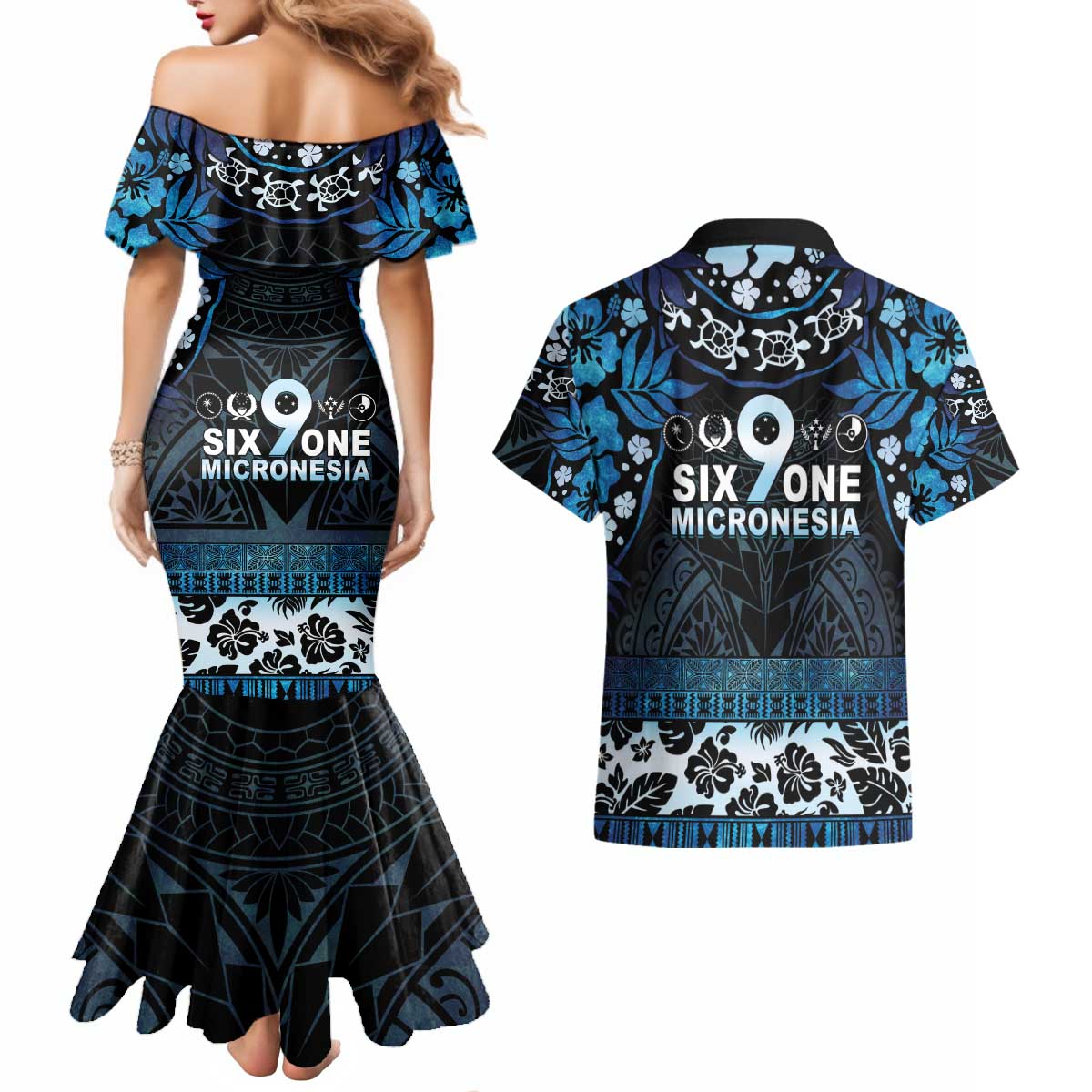 Micronesia FSM 691 Couples Matching Mermaid Dress and Hawaiian Shirt Respect Culture LT05 - Polynesian Pride