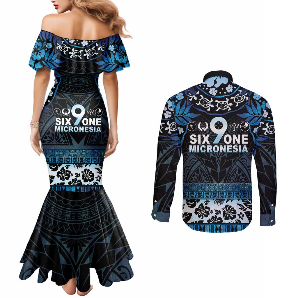 Micronesia FSM 691 Couples Matching Mermaid Dress and Long Sleeve Button Shirt Respect Culture LT05 - Polynesian Pride