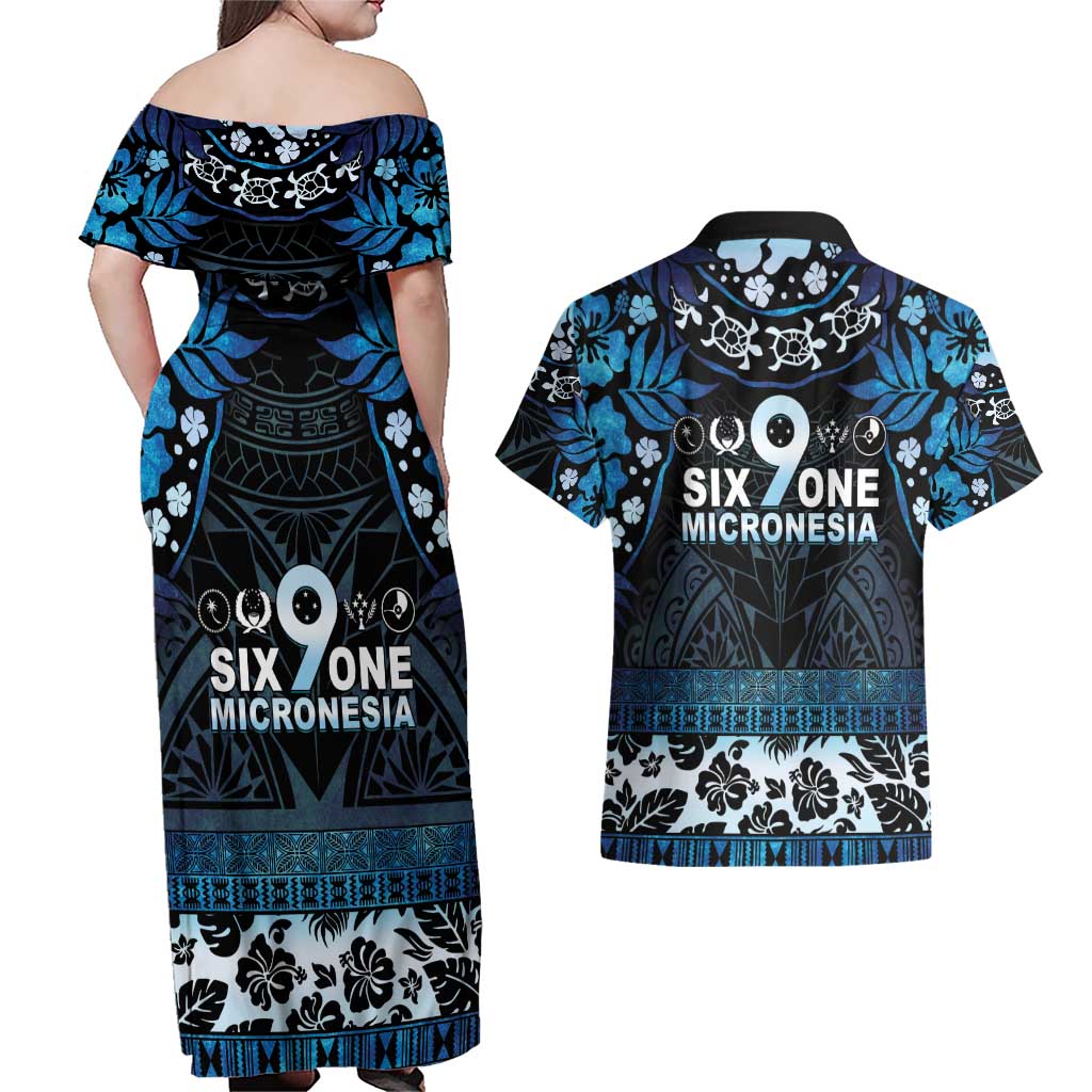 Micronesia FSM 691 Couples Matching Off Shoulder Maxi Dress and Hawaiian Shirt Respect Culture LT05 - Polynesian Pride