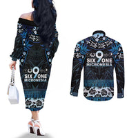 Micronesia FSM 691 Couples Matching Off The Shoulder Long Sleeve Dress and Long Sleeve Button Shirt Respect Culture LT05 - Polynesian Pride