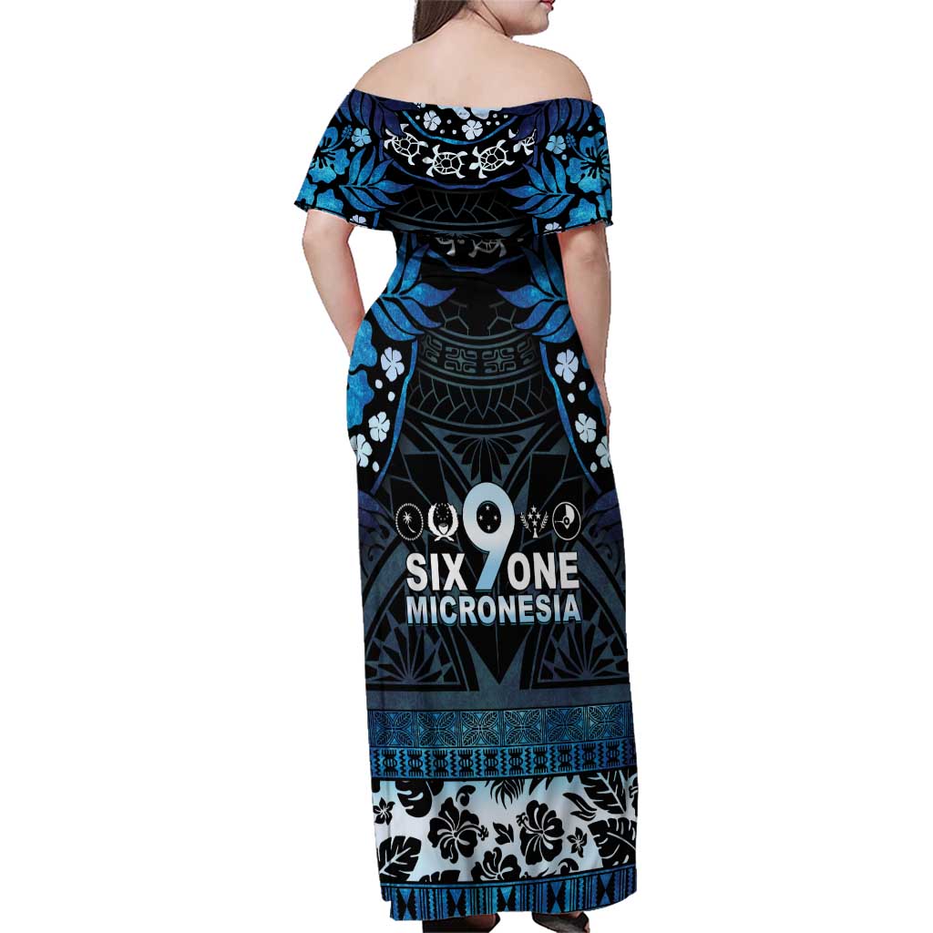 Micronesia FSM 691 Family Matching Off Shoulder Maxi Dress and Hawaiian Shirt Respect Culture