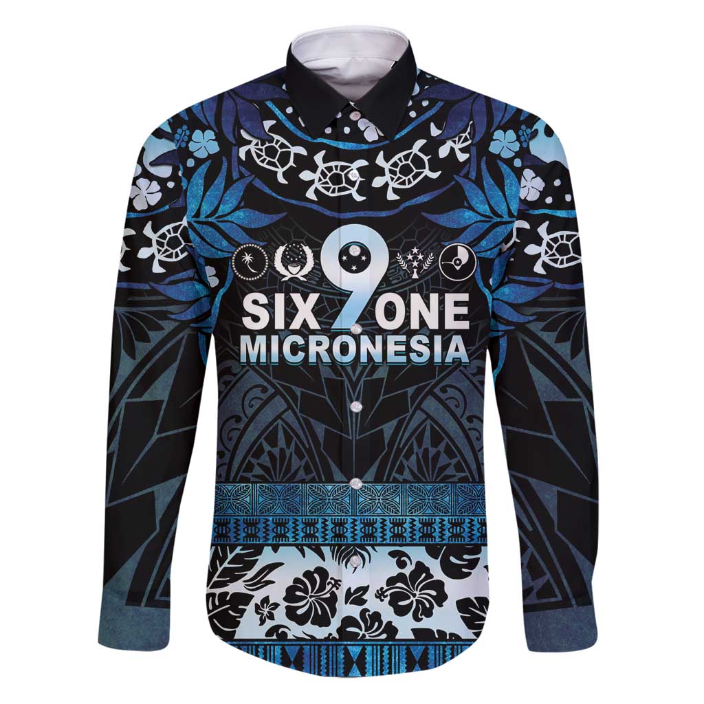 Micronesia FSM 691 Family Matching Puletasi and Hawaiian Shirt Respect Culture LT05 Dad's Shirt - Long Sleeve Blue - Polynesian Pride