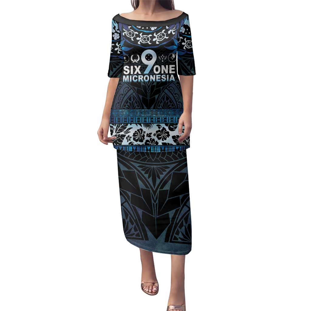 Micronesia FSM 691 Family Matching Puletasi and Hawaiian Shirt Respect Culture LT05 Mom's Dress Blue - Polynesian Pride